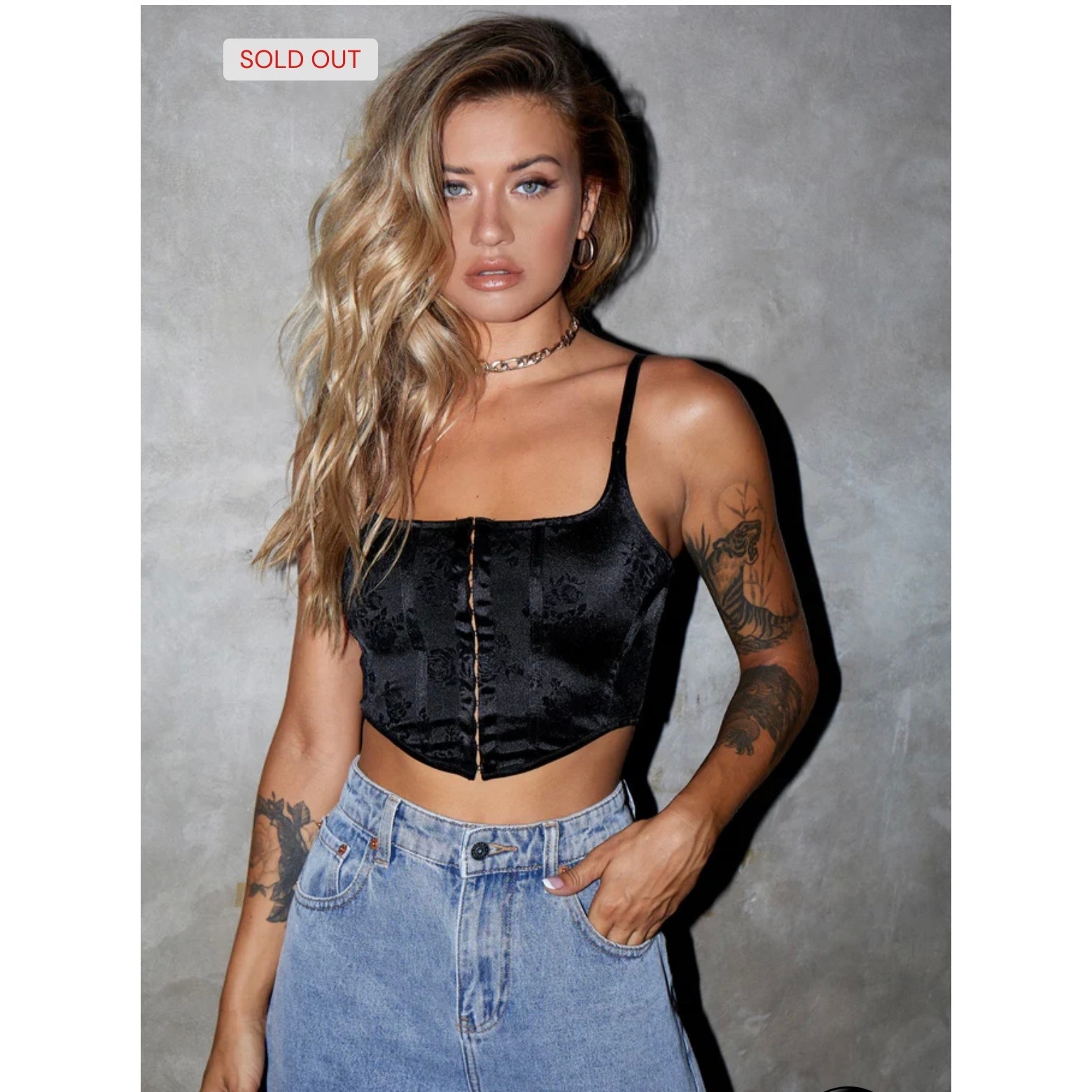 Motel Rocks Elicia Corset Crop Top In Black Rose Flock Black Size Xs Nwt